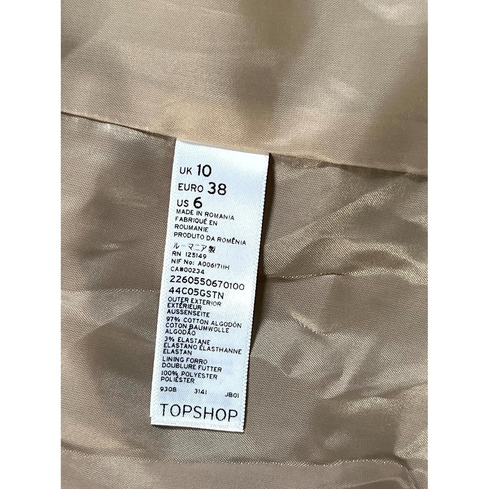 Topshop Maternity Trench Coat Womens 6 Tan Cotton Belted Casual Button Front - Picture 3 of 11